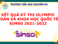 Kết quả kỳ thi Olympic Toán và Khoa học quốc tế Simso 2021-2022