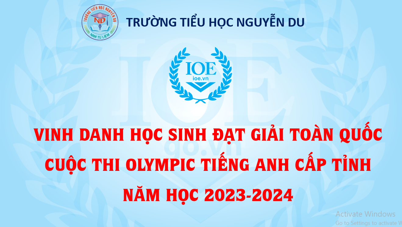 Vinh danh Toàn Quốc học sinh đạt giải IOE cấp Thành phố - Trường Tiểu ...